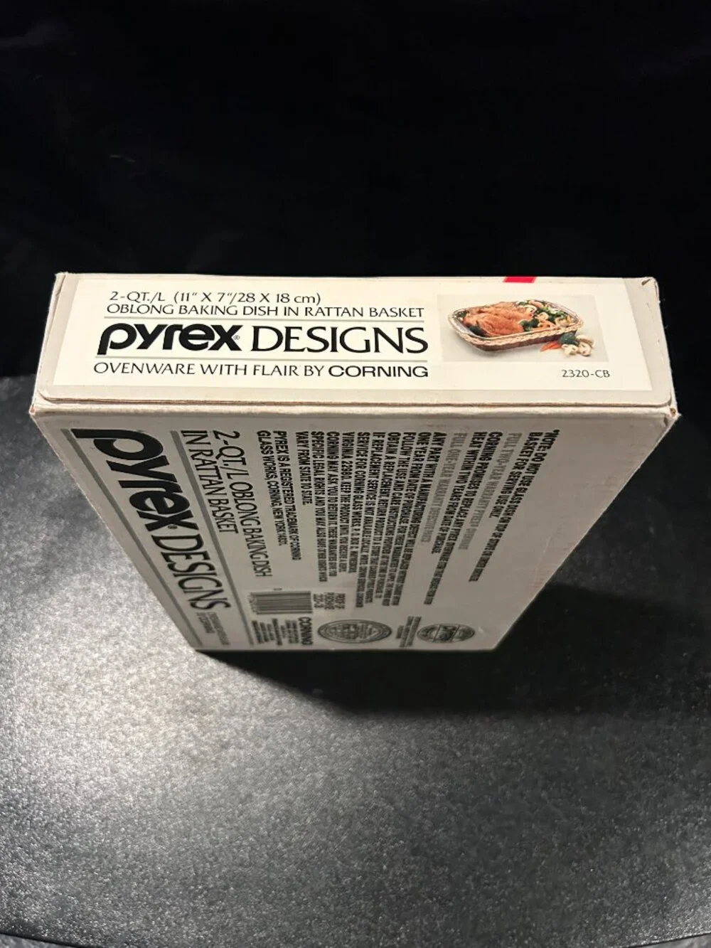 Vintage 1990 Pyrex 75th Anniversary 2 Qt Baking Dish Rattan Basket - New in Box